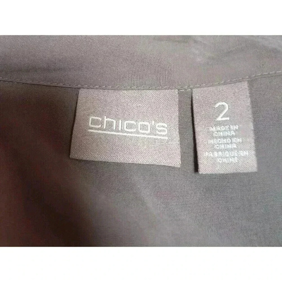 Chico's Blouse Button Front Modal Roll Tab Sleeve Gray Casual Sz 2 (US Large 12) - Picture 3 of 5